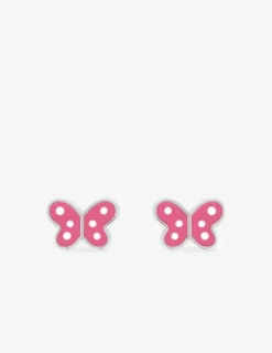 Boucles d'oreilles papillons rose argent 925 ‰ laque SO OR