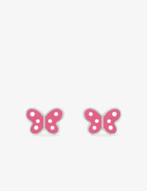 Boucles d'oreilles papillons rose argent 925 ‰ laque SO OR