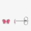 Boucles d'oreilles papillons argent 925 ‰ et laque rose SO OR