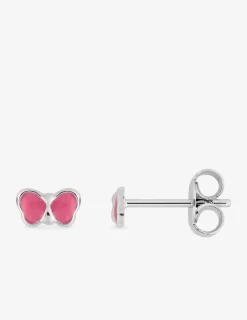 Boucles d'oreilles papillons argent 925 ‰ et laque rose SO OR