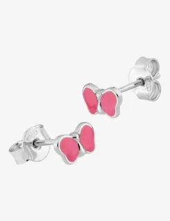Boucles d'oreilles papillons argent 925 ‰ et laque rose SO OR