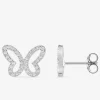 Boucles d'oreilles papillon argent rhodié 925‰ avec oxyde de zirconium SO OR