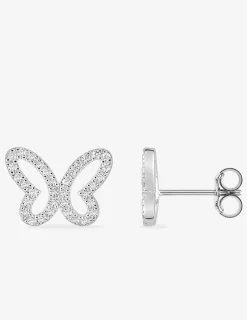 Boucles d'oreilles papillon argent rhodié 925‰ avec oxyde de zirconium SO OR