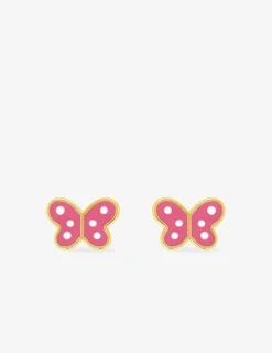Boucles d'oreilles papillon or jaune 375‰ et laque SO OR