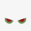 Boucles d'oreilles pastèques argent 925 ‰ laque rouge et vert SO OR