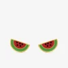 Boucles d'oreilles pastèques or jaune 375‰ et laque SO OR