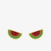 Boucles d'oreilles pastèque or jaune 750‰ et laque fermoir vis SO OR