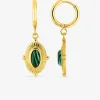 Boucles d'oreilles pendantes acier doré et malachite synthétique SO OR