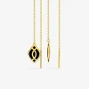 Boucles d'oreilles pendantes Ondine Or jaune 375‰ et motif laque noir de jais SO OR