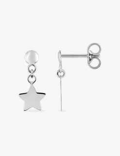 Boucles d'oreilles pendantes étoiles or blanc 375‰ SO OR