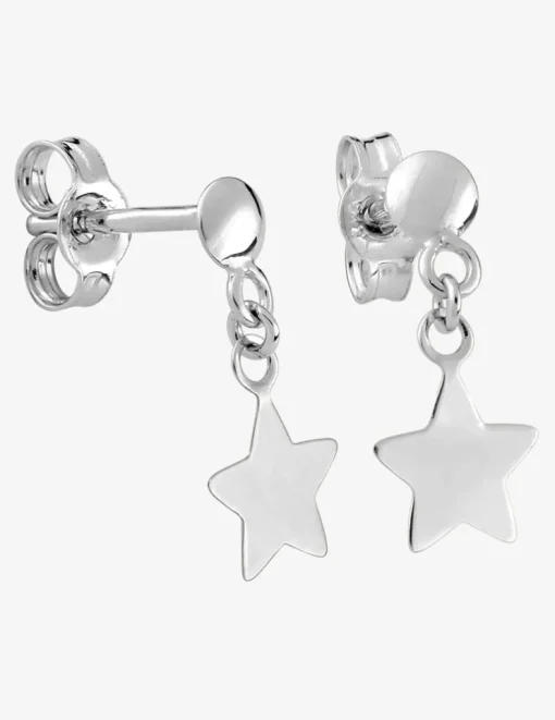 Boucles d'oreilles pendantes étoiles or blanc 375‰ SO OR
