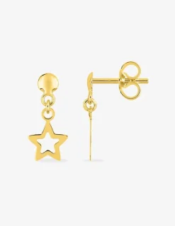 Boucles d'oreilles pendantes étoiles or jaune 375‰ SO OR