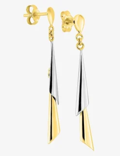 Boucles d'oreilles pendantes bicolores or 375‰ SO OR