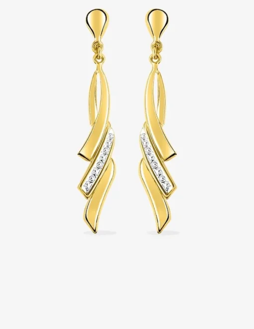 Boucles d'oreilles pendantes bicolores or 375‰ SO OR