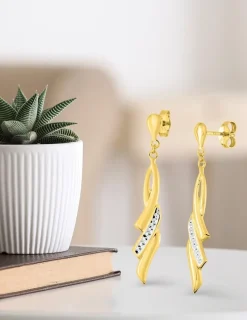 Boucles d'oreilles pendantes bicolores or 375‰ SO OR
