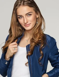 Boucles d'oreilles pendantes Ondine Or rose 375‰ et motif laque verte aqua SO OR