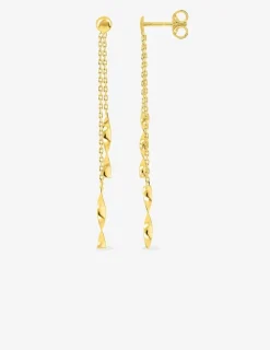 Boucles d'oreilles pendantes motifs torsadés or jaune 750 ‰ SO OR