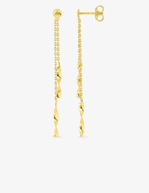 Boucles d'oreilles pendantes motifs torsadés or jaune 750 ‰ SO OR