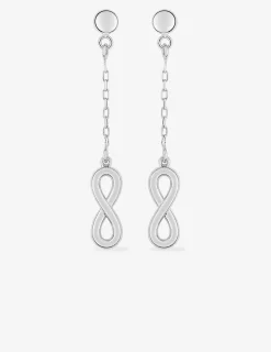 Boucles d'oreilles pendantes or blanc 375‰ motif "infini" SO OR