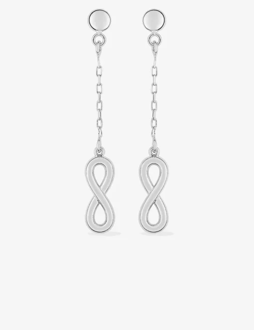 Boucles d'oreilles pendantes or blanc 375‰ motif "infini" SO OR