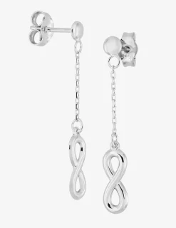 Boucles d'oreilles pendantes or blanc 375‰ motif "infini" SO OR