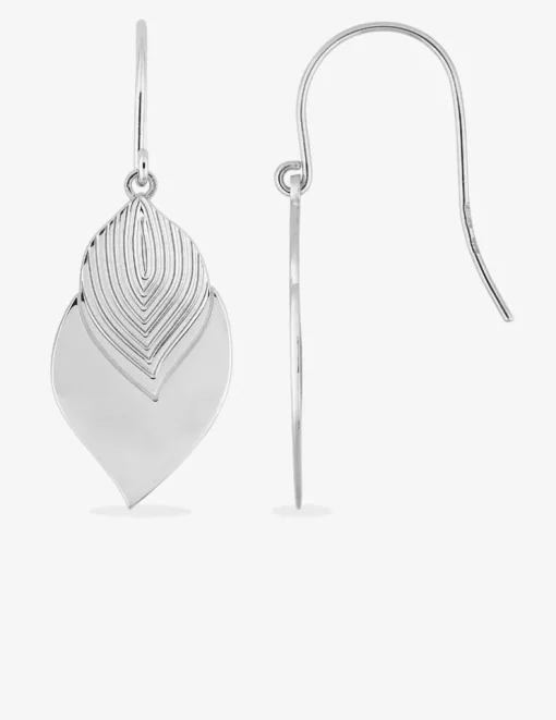 Boucles d'oreilles pendantes argent rhodié 925 ‰ motif feuille SO OR