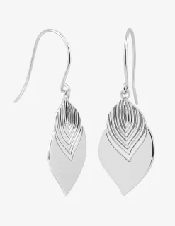 Boucles d'oreilles pendantes argent rhodié 925 ‰ motif feuille SO OR