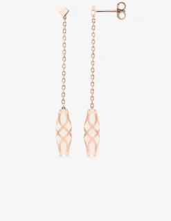 Boucles d'oreilles pendantes Mélodie Or rose 375‰ et laque ivoire SO OR