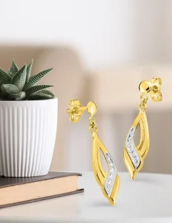 Boucles d'oreilles pendantes bicolores or 375‰ SO OR