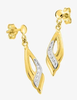 Boucles d'oreilles pendantes bicolores or 375‰ SO OR