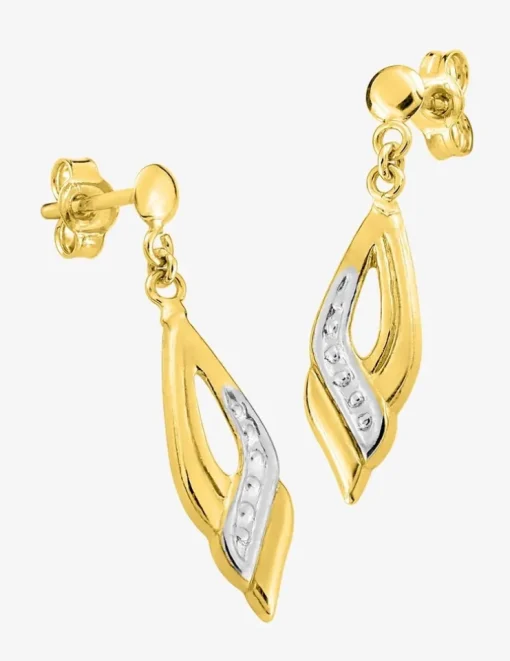 Boucles d'oreilles pendantes bicolores or 375‰ SO OR