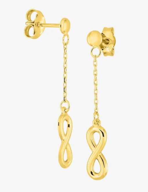 Boucles d'oreilles pendantes or jaune 375‰ motif "infini" SO OR