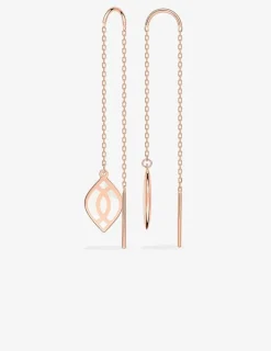 Boucles d'oreilles pendantes Ondine Or rose 375‰ et motif laque ivoire SO OR