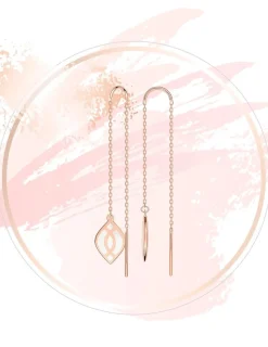 Boucles d'oreilles pendantes Ondine Or rose 375‰ et motif laque ivoire SO OR