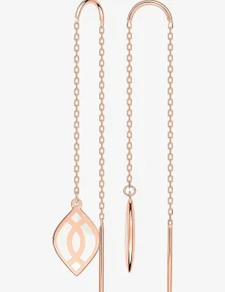 Boucles d'oreilles pendantes Ondine Or rose 375‰ et motif laque ivoire SO OR