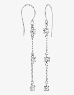Boucles d'oreilles pendantes argent rhodié 925 ‰, petite chaîne et oxyde de zirconium SO OR