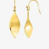 Boucles d'oreilles pendantes feuille acier doré SO OR