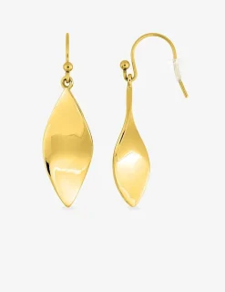 Boucles d'oreilles pendantes feuille acier doré SO OR