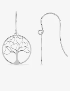 Boucles d'oreilles pendantes argent 925 ‰ arbre de vie cœur SO OR
