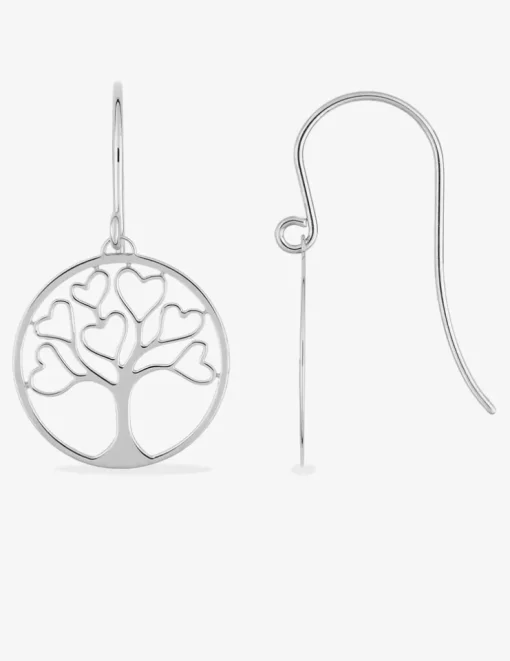 Boucles d'oreilles pendantes argent 925 ‰ arbre de vie cœur SO OR