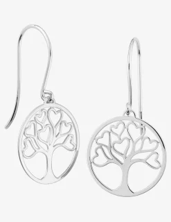 Boucles d'oreilles pendantes argent 925 ‰ arbre de vie cœur SO OR