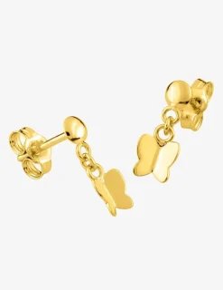 Boucles d'oreilles pendantes papillons or jaune 375‰ SO OR