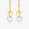 Boucles d'oreilles pendantes cœurs bicolores or 375‰ SO OR