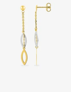 Boucles d'oreilles pendantes bicolores or 375‰ SO OR