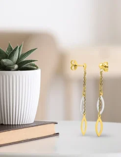 Boucles d'oreilles pendantes bicolores or 375‰ SO OR