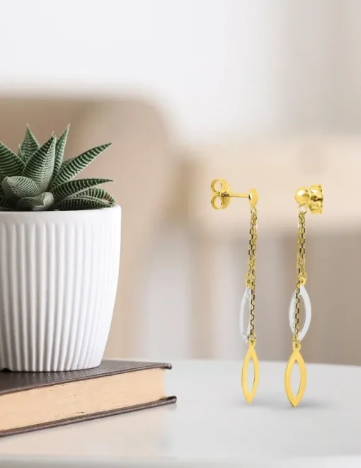 Boucles d'oreilles pendantes bicolores or 375‰ SO OR