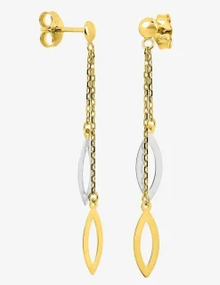 Boucles d'oreilles pendantes bicolores or 375‰ SO OR
