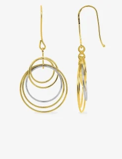 Boucles d'oreilles pendantes bicolores or 375‰ SO OR