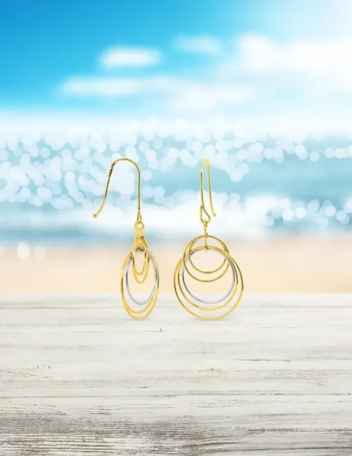 Boucles d'oreilles pendantes bicolores or 375‰ SO OR