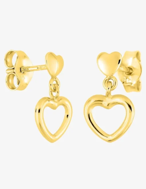 Boucles d'oreilles pendantes et motifs cœurs or jaune 750 ‰ SO OR
